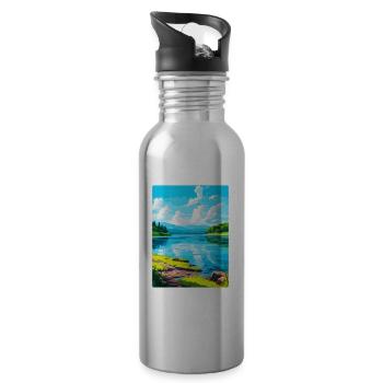 Lake Sainte Croix Frankreich Vintage Reiseplakat WPA - Trinkflasche mit integriertem Trinkhalm - Lightsilver - Rechts