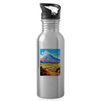 Parc national du Teide Espagne Affiche de voyage vintage - Gourde avec paille intégrée - argent clair - Droite