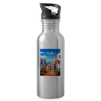 Almería Spanien Vintage Reiseplakat WPA Souvenir - Trinkflasche mit integriertem Trinkhalm - Lightsilver - Rechts