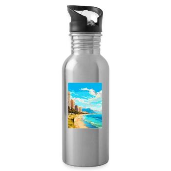 Alicante Espagne Affiche de voyage vintage Souvenir WPA - Gourde avec paille intégrée - argent clair - Droite