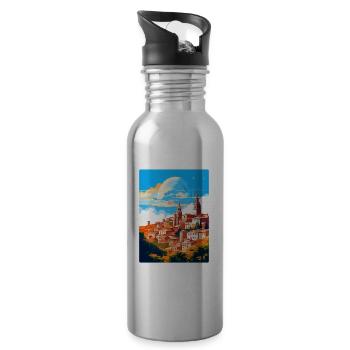 Toledo Spanien Vintage Reiseposter WPA Souvenir - Trinkflasche mit integriertem Trinkhalm - Lightsilver - Rechts