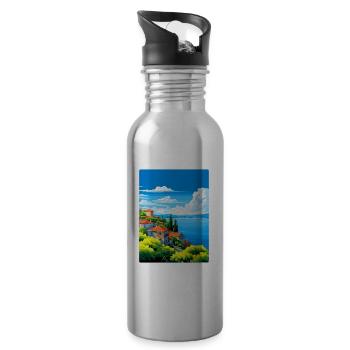 Lac de Bolsena Italie Affiche de voyage vintage souvenir - Gourde avec paille intégrée - argent clair - Droite