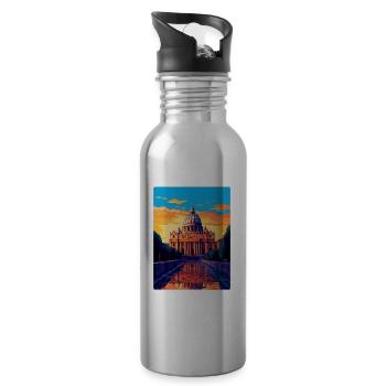 Petersdom Italien Vintage Reiseplakat - Trinkflasche mit integriertem Trinkhalm - Lightsilver - Rechts