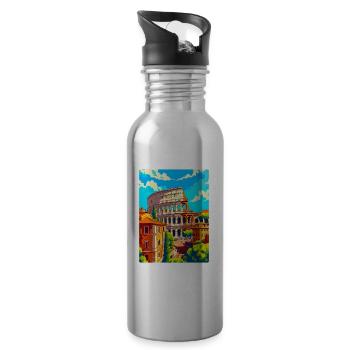 Rom Italien Vintage Reiseplakat Souvenir Souvenir - Trinkflasche mit integriertem Trinkhalm - Lightsilver - Rechts