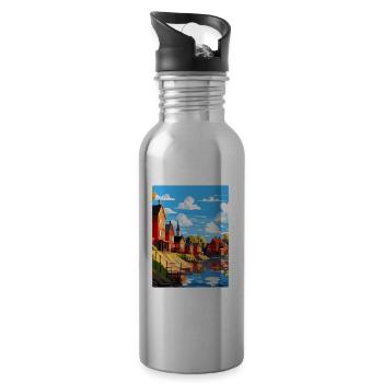 Porvoo Finlande Affiche de voyage vintage souvenir WPA - Gourde avec paille intégrée - argent clair - Droite