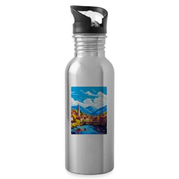 Sarajevo Bosnien Herzegowina Vintage Reiseposter - Trinkflasche mit integriertem Trinkhalm - Lightsilver - Rechts