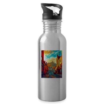 Edinburgh Schottland UK Vintage Reiseplakat WPA - Trinkflasche mit integriertem Trinkhalm - Lightsilver - Rechts