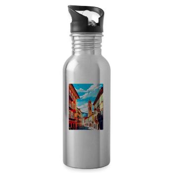Pamplona Spanien Vintage Reiseplakat Souvenir WPA - Trinkflasche mit integriertem Trinkhalm - Lightsilver - Rechts