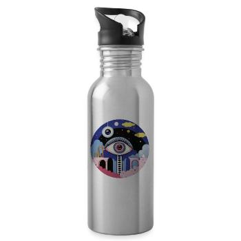 Psychedelic Eye - Water bottle with straw - silver - Right