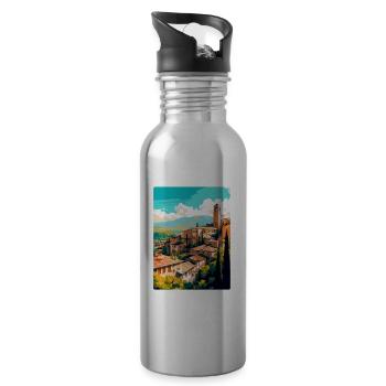 Granada Spain Vintage Travel Poster WPA Souvenir - Water bottle with straw - silver - Right