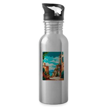 Mallorca Spanien Vintage Reiseplakat Souvenir WPA - Trinkflasche mit integriertem Trinkhalm - Lightsilver - Rechts