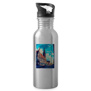 Leipzig Deutschland Vintage Reiseplakat Souvenir WPA - Trinkflasche mit integriertem Trinkhalm - Lightsilver - Rechts