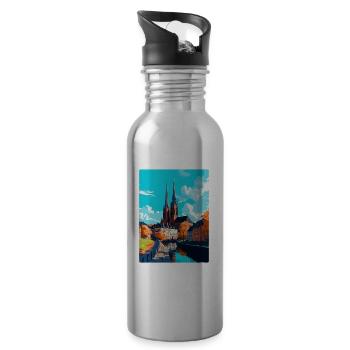 Uppsala Sweden Vintage Travel Poster Souvenir WPA - Water bottle with straw - silver - Right
