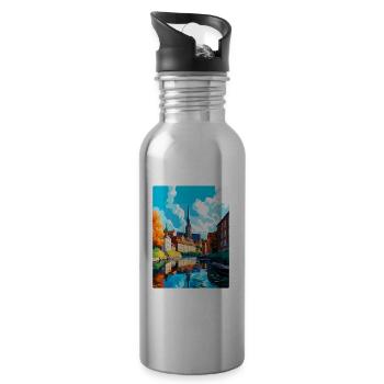 Linköping Suède Affiche de voyage vintage souvenir - Gourde avec paille intégrée - argent clair - Droite