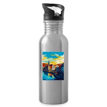 Bilbao Spanien Vintage Reiseplakat WPA Souvenir - Trinkflasche mit integriertem Trinkhalm - Lightsilver - Rechts