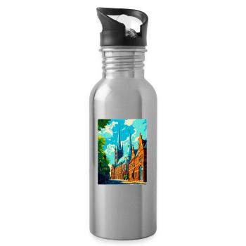 Bremen Germany Vintage Travel Poster Souvenir WPA - Water bottle with straw - silver - Right