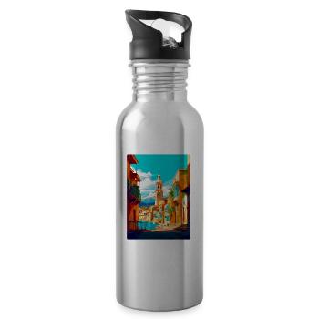 Carthagène Espagne Affiche de voyage vintage Souvenir WPA - Gourde avec paille intégrée - argent clair - Droite