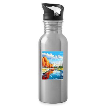 Oulu Finland Vintage Travel Poster WPA Souvenir - Water bottle with straw - silver - Right