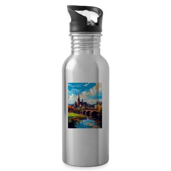 Trier Germany Vintage Travel Poster WPA Souvenir - Water bottle with straw - silver - Right