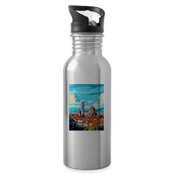 Florence Italy Vintage Travel Poster Souvenir WPA - Water bottle with straw - silver - Right