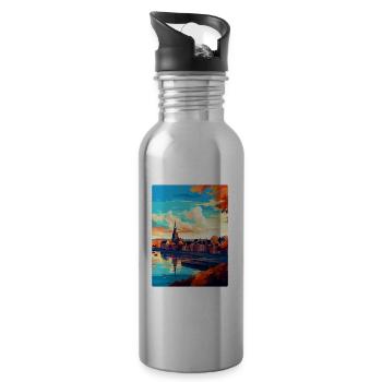 Nijmegen Netherlands Vintage Travel Poster WPA Art - Water bottle with straw - silver - Right