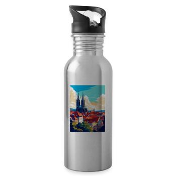 Brünn Tschechische Republik Vintage Reiseplakat Souvenir - Trinkflasche mit integriertem Trinkhalm - Lightsilver - Rechts