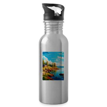 Ålandinseln Finnland Vintage Reiseplakat WPA - Trinkflasche mit integriertem Trinkhalm - Lightsilver - Rechts