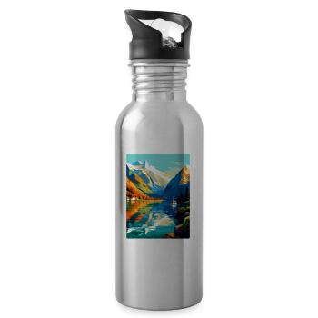 Die Fjorde Norwegen Vintage Reiseplakat Souvenir - Trinkflasche mit integriertem Trinkhalm - Lightsilver - Rechts