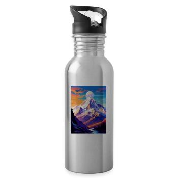 Mont Blanc Berg Europa Vintage Reiseplakat - Trinkflasche mit integriertem Trinkhalm - Lightsilver - Rechts