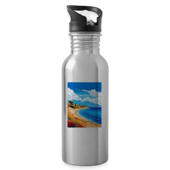 Affiche de voyage vintage de l’île d’Agistri en Grèce WPA - Gourde avec paille intégrée - argent clair - Droite
