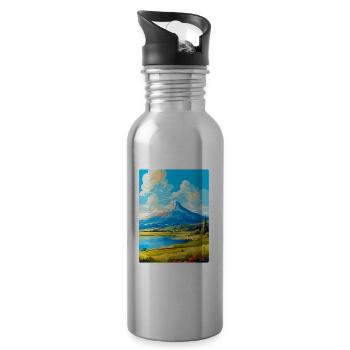 Mont Dirfi Grèce Affiche de voyage vintage souvenir - Gourde avec paille intégrée - argent clair - Droite