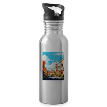 Cordoue Espagne Affiche de voyage vintage WPA Souvenir - Gourde avec paille intégrée - argent clair - Droite