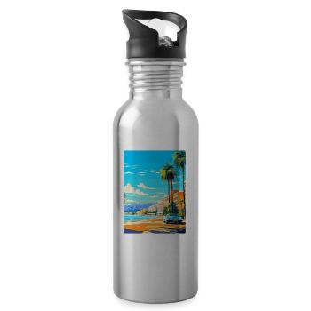 Cannes France Vintage Travel Poster WPA Souvenir - Water bottle with straw - silver - Right