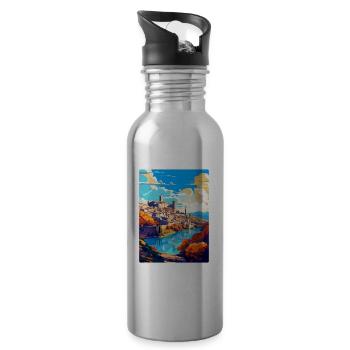 Toledo Spanien Vintage Reiseposter WPA Souvenir - Trinkflasche mit integriertem Trinkhalm - Lightsilver - Rechts