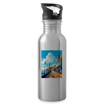 Zoppot Polen Vintage Reiseplakat WPA Souvenir - Trinkflasche mit integriertem Trinkhalm - Lightsilver - Rechts