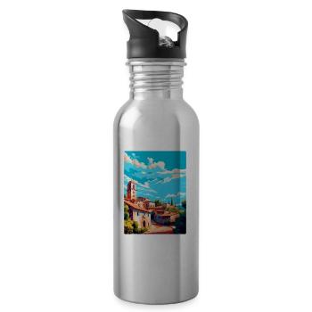 Llagostera Spanien Vintage Reiseposter Souvenir - Trinkflasche mit integriertem Trinkhalm - Lightsilver - Rechts