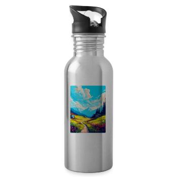 Schrattenfluh Suisse Affiche de voyage vintage - Gourde avec paille intégrée - argent clair - Droite