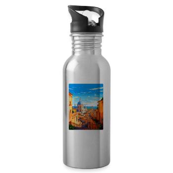 Rom Italien Vintage Reiseplakat Souvenir Souvenir - Trinkflasche mit integriertem Trinkhalm - Lightsilver - Rechts