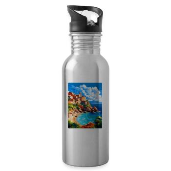 Corse France Affiche de voyage vintage Souvenir WPA - Gourde avec paille intégrée - argent clair - Droite