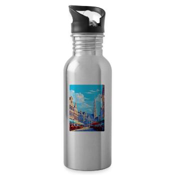 Brussels Belgium Vintage Travel Poster Souvenir - Water bottle with straw - silver - Right