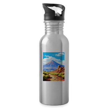 Parc national du Teide Espagne Affiche de voyage vintage - Gourde avec paille intégrée - argent clair - Droite