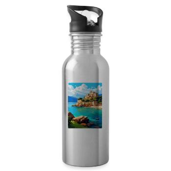 Corse France Affiche de voyage vintage Souvenir WPA - Gourde avec paille intégrée - argent clair - Droite