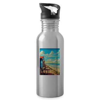 Zandvoort Pays-Bas Affiche de voyage vintage WPA - Gourde avec paille intégrée - argent clair - Droite