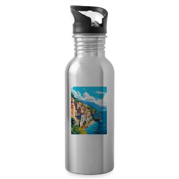 Amalfi Italie Affiche de voyage vintage WPA Souvenir - Gourde avec paille intégrée - argent clair - Droite