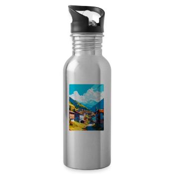 Artvin Turkey Vintage Travel Poster WPA Souvenir - Water bottle with straw - silver - Right