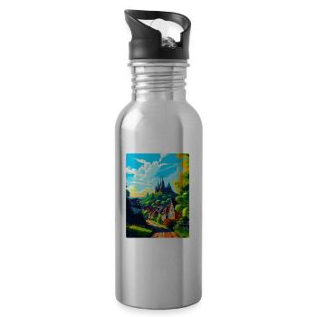 Marburg Deutschland Vintage Reiseplakat Souvenir WPA - Trinkflasche mit integriertem Trinkhalm - Lightsilver - Rechts