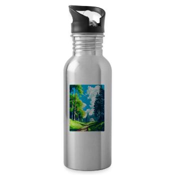 Vienna Woods Austria Vintage Travel Poster WPA Art - Water bottle with straw - silver - Right