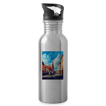 Ostrava Czech Republic Vintage Travel Poster WPA - Water bottle with straw - silver - Right