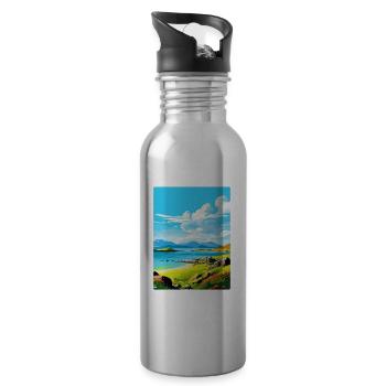 Isle Of Jura Scotland Uk Vintage Travel Poster WPA - Water bottle with straw - silver - Right