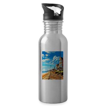 Herne Bay England Uk Vintage Travel Poster WPA Art - Water bottle with straw - silver - Right
